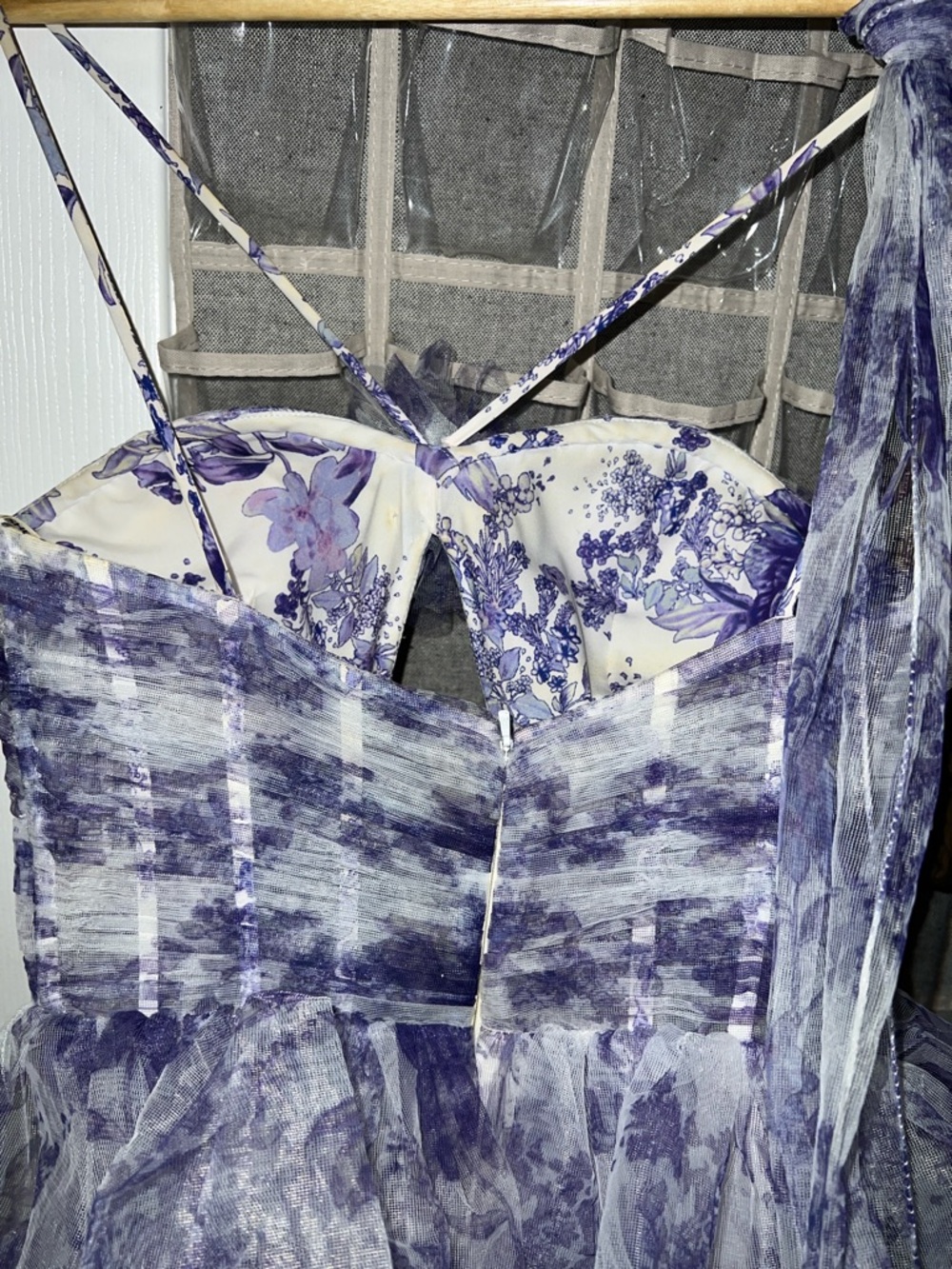 Sherri Hill No. 55980 Ivory-Purple Size 4 - read description - Picture 3 of 7